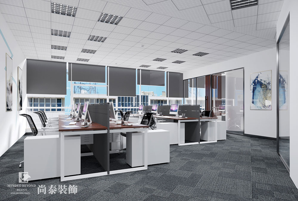 廣州黃埔200㎡物流公司現(xiàn)代風辦公室裝修效果圖